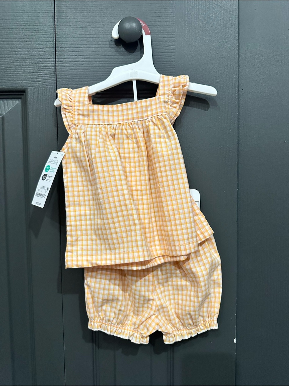 NWT Gingham Ruffle Strap Set - Yellow
